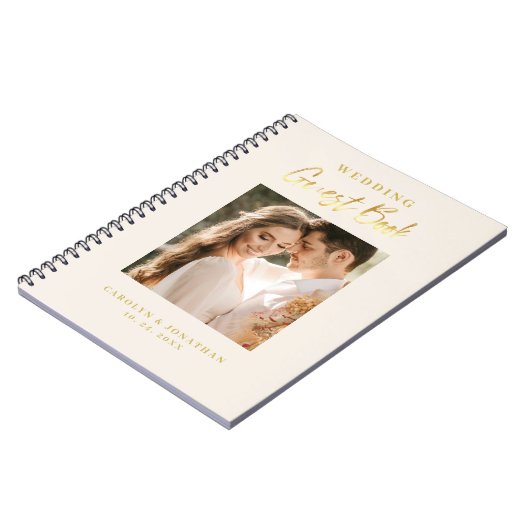 Elegant Gold Script Ivory Wedding Guestbook Notitieboek (Linkerzijde)