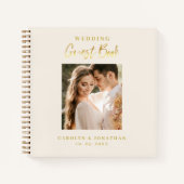 Elegant Gold Script Ivory Wedding Guestbook Notitieboek (Voorkant)
