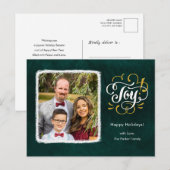 Elegant Gold Script JOY Green-kerstfoto Feestdagenkaart (Voorkant / Achterkant)