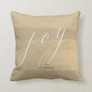 Elegant Gold Script Joy Minimalist Holiday Kussen