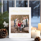 Elegant Gold Script-kerstfoto-feestdag Kaart