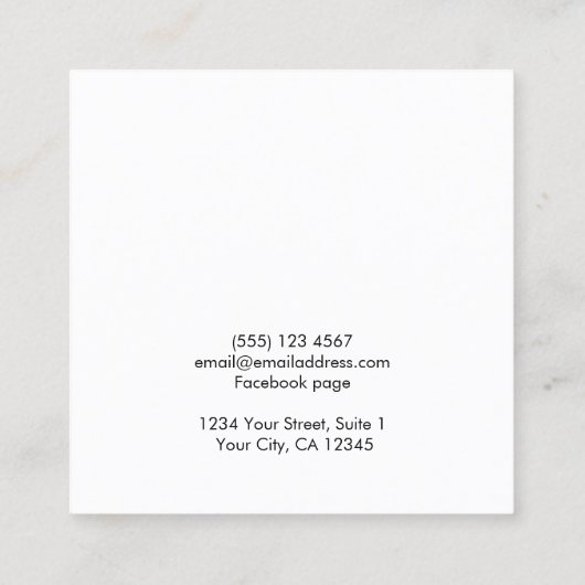 Elegant Gold Script Ketting Bracelet Display Card Vierkante Visitekaartje (Achterkant)