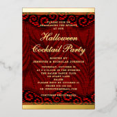 Elegant Gold Script Lace Halloween Cocktail Party Folie Uitnodiging (Voorkant)
