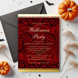 Elegant Gold Script Lace Halloween Folie Uitnodiging