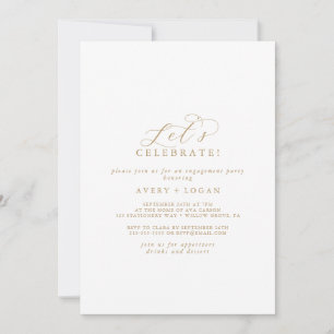 Elegant Gold Script Let's Celebrate Invitation Kaart