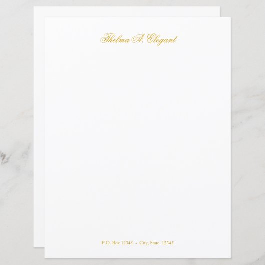Elegant Gold Script Letter Briefpapier papier (Voorkant / Achterkant)