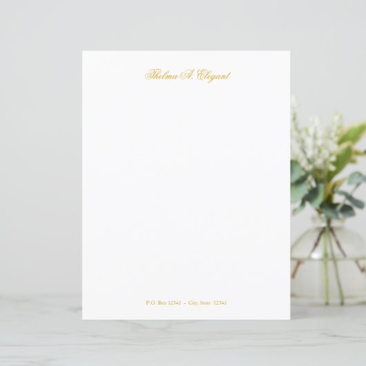 Elegant Gold Script Letter Briefpapier papier (Staand voorkant)