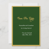 Elegant Gold Script Lijst Green slaat de datumkaar Kaart (Voorkant)