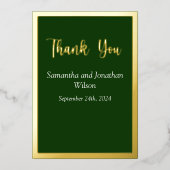Elegant Gold Script-Lijst op Green Hartelijk dank Folie Uitnodiging (Voorkant)