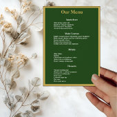 Elegant Gold Script Lijst op Green Wedding Dinner Menu