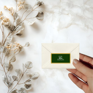 Elegant Gold Script-Lijst op groen retouradres Etiket