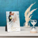 Elegant Gold Script Love Weduwfoto Foto Fotoplaat<br><div class="desc">Love Elegant Gold Script Weduwfoto Plaque</div>