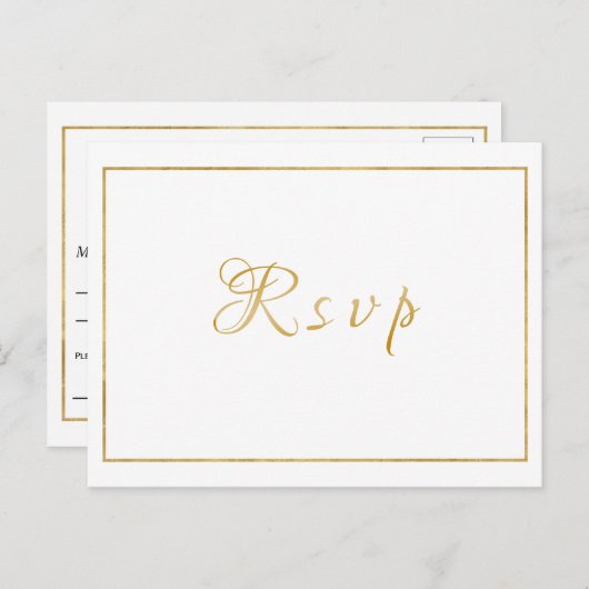 Elegant Gold Script Meal Choice Reception RSVP Briefkaart (Voorkant / Achterkant)