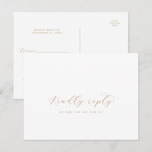 Elegant Gold Script Menu Keuze RSVP-Briefkaart (Voorkant / Achterkant)