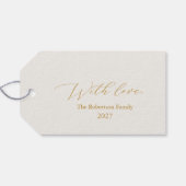 Elegant Gold Script “Merry & Bright” Christmas Cadeaulabel (Achterkant Horizontaal)