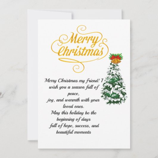 Elegant Gold Script Merry Christmas Card with Tree Kaart (Voorkant)