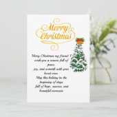 Elegant Gold Script Merry Christmas Card with Tree Kaart (Staand voorkant)