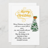 Elegant Gold Script Merry Christmas Card with Tree Kaart (Voorkant / Achterkant)