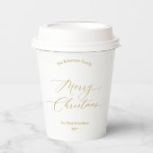 Elegant Gold Script “Merry Christmas” Papieren Bekers (Voorkant)