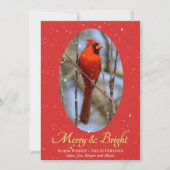 Elegant Gold Script Merry en Bright Festive Red Feestdagenkaart (Voorkant)