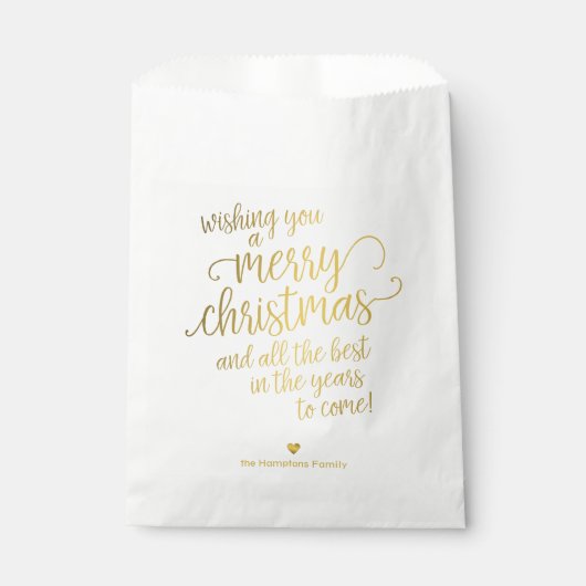 Elegant Gold Script Merry Kerstfeestdag Bedankzakje (Voorkant)