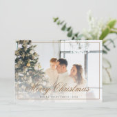 Elegant Gold Script Merry-kerstfoto Feestdagenkaart (Staand voorkant)