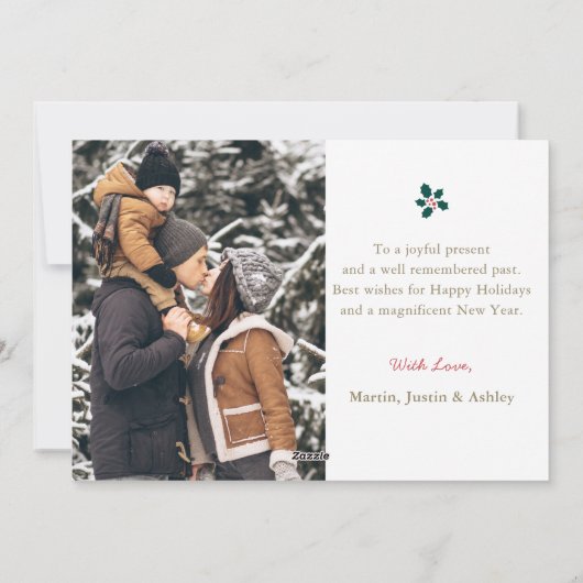 Elegant Gold Script Merry Kerstmis 2 Foto Feestdagenkaart (Achterkant)