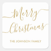 Elegant Gold Script Merry Kerstparty Holiday Vierkante Sticker (Voorkant)