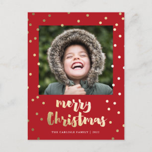 Elegant Gold Script Merry Kerstry Feestdagenkaart