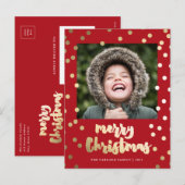 Elegant Gold Script Merry Kerstry Feestdagenkaart (Voorkant / Achterkant)