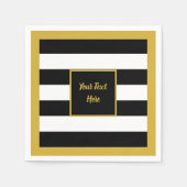 Elegant Gold Script met zwarte en witte strepen Servet (Voorkant)