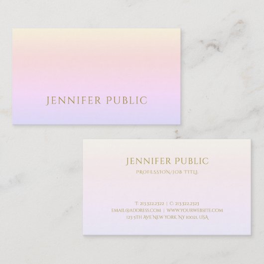 Elegant Gold Script minimalist Trendy Plain Luxury Visitekaartje (Voorkant / Achterkant)