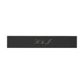 Elegant Gold Script Monogram Black Weddenschap Uitnodigingen Wikkel (Vlak)