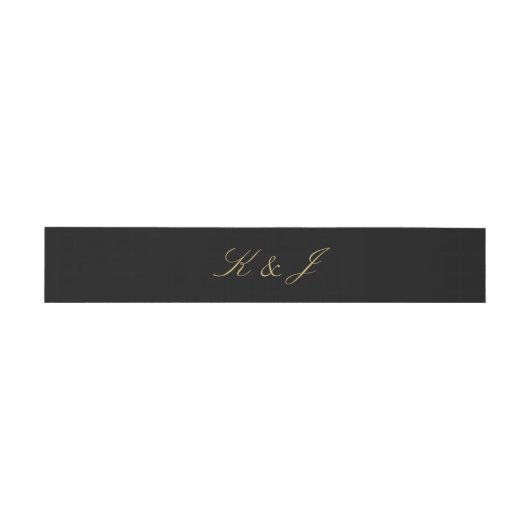Elegant Gold Script Monogram Black Weddenschap Uitnodigingen Wikkel (Vlak)