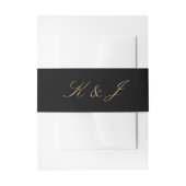 Elegant Gold Script Monogram Black Weddenschap Uitnodigingen Wikkel (Voorkant Voorbeeld)