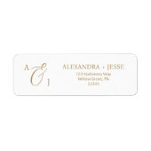 Elegant Gold Script Monogram Etiket (Voorkant)