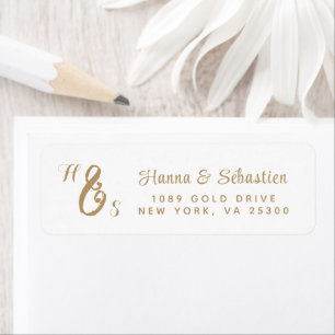 Elegant Gold Script Monogram Etiket
