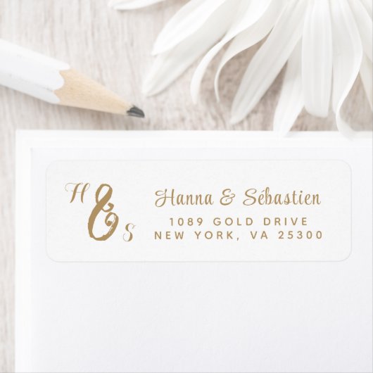 Elegant Gold Script Monogram Etiket (Insitu)