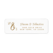 Elegant Gold Script Monogram Etiket (Voorkant)