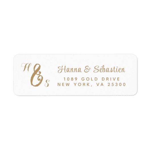 Elegant Gold Script Monogram Etiket (Voorkant)