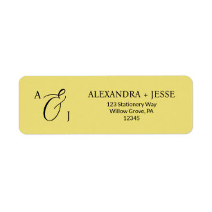 Elegant Gold Script Monogram Etiket