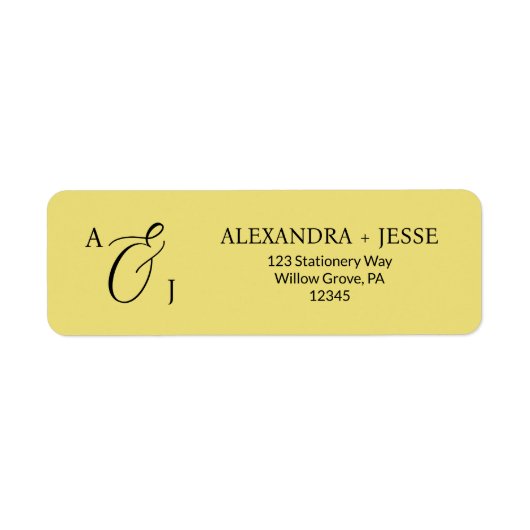 Elegant Gold Script Monogram Etiket (Voorkant)