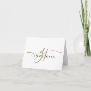 Elegant Gold Script Monogram Initialen minimalisti Notitiekaartje