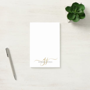 Elegant Gold Script Monogram Initialen minimalisti Post-it® Notes