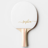 Elegant Gold Script Monogram Naam Tafeltennisbatje (Achterkant)