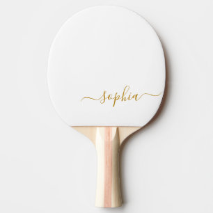 Elegant Gold Script Monogram Naam Tafeltennisbatje