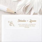 Elegant Gold Script Monogram Return Address Etiket (Insitu)