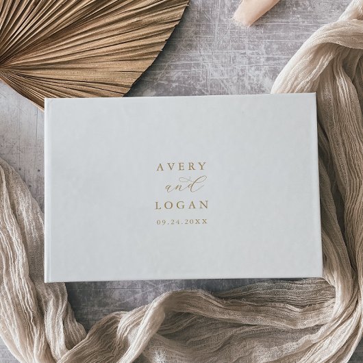 Elegant Gold Script Monogram Weddenschap Boek