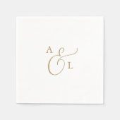 Elegant Gold Script Monogram Weddenschap Napkins Servet (Voorkant)