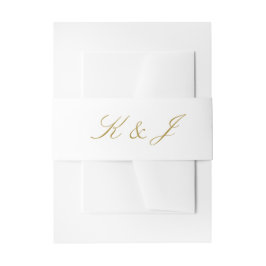 Elegant Gold Script Monogram Weddenschap Uitnodigingen Wikkel